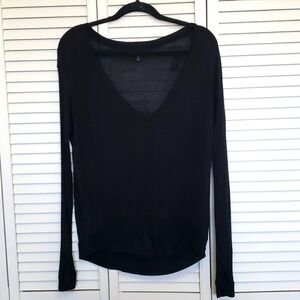 7 For All Mankind Oversized Modal and Silk Lightweight V-neck Sweater, Size XS